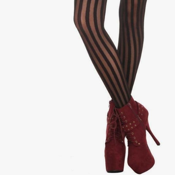 Women/'s Black Striped Fishnet Diamond Net Sheer Striped Pantyhose Stockings OS